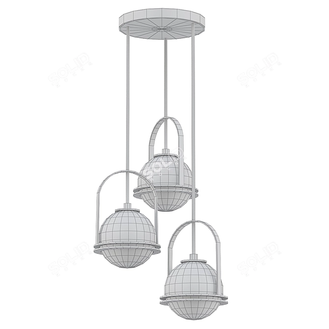 Brass Cluster Pendant Light 3D model image 2