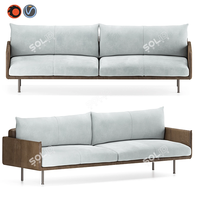 Sleek Jazz Leather Sofa 3D model image 1