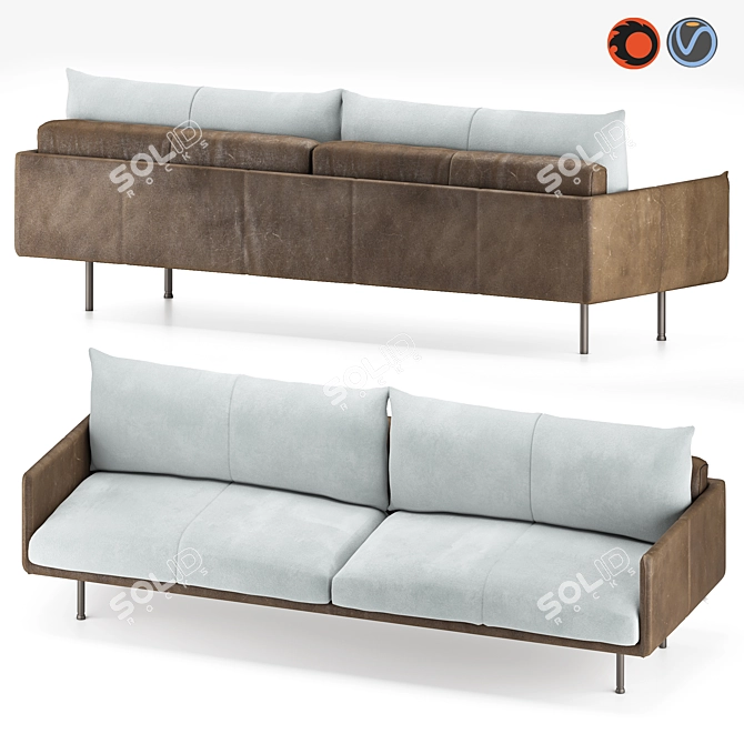 Sleek Jazz Leather Sofa 3D model image 2