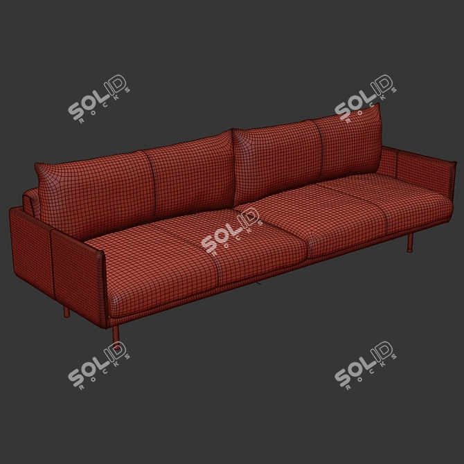 Sleek Jazz Leather Sofa 3D model image 3