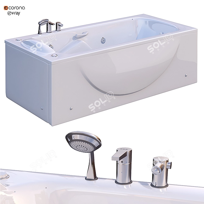 Luxury Bathtub Set 218 - Sleek Design, High Quality 3D model image 1