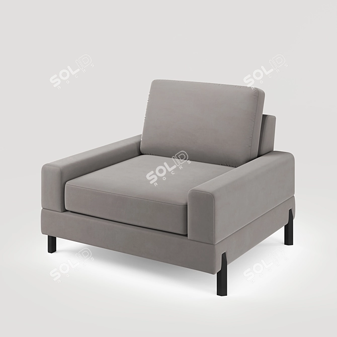 Velvet Spring Armchair 3D model image 1
