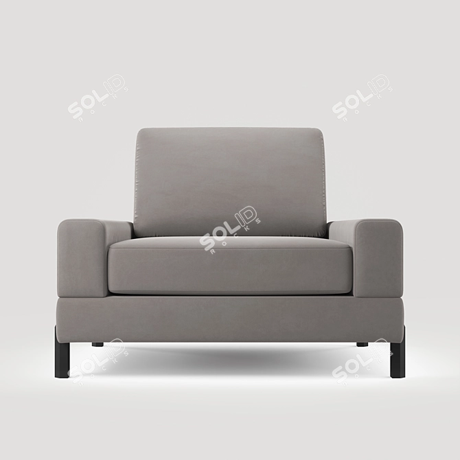 Velvet Spring Armchair 3D model image 2