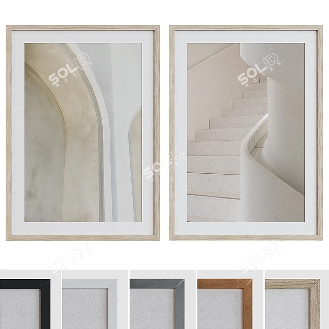 Modern Abstract Picture Frame Set 3D model image 1