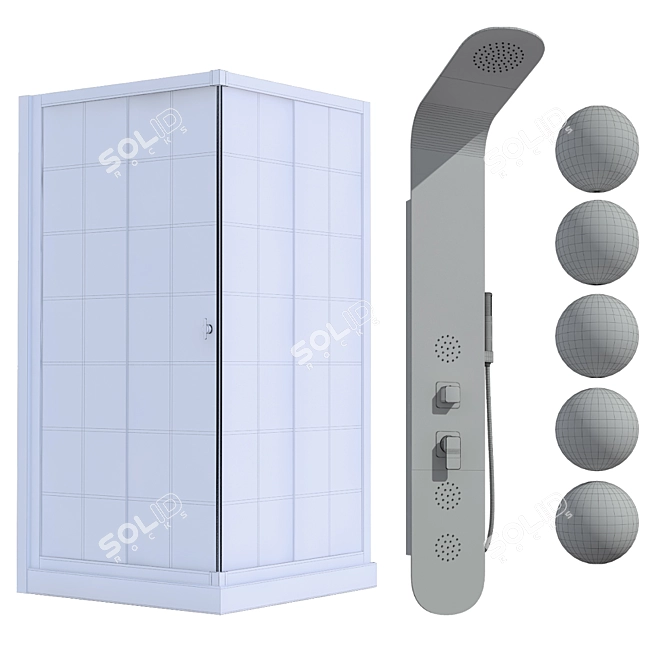 Modern Shower Cabin Set 3D model image 7