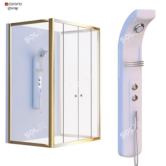 Modern Shower Cabin Set 217 3D model image 1