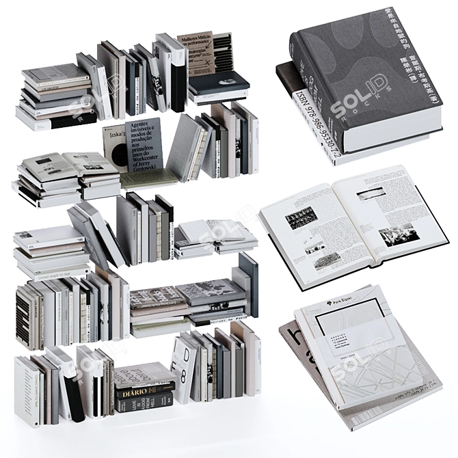 Gray & White Book Set: Vol.4 3D model image 1