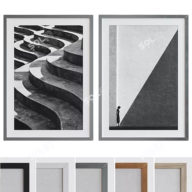 Modern Abstract Picture Frame Set 3D model image 1