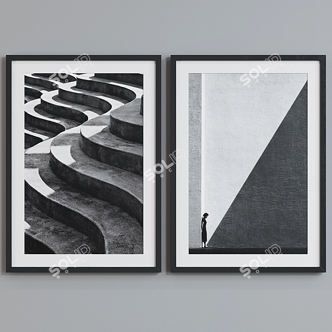 Modern Abstract Picture Frame Set 3D model image 3