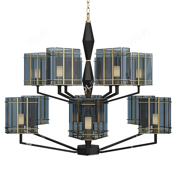 Elegant Glass Chandelier Illumination 3D model image 1