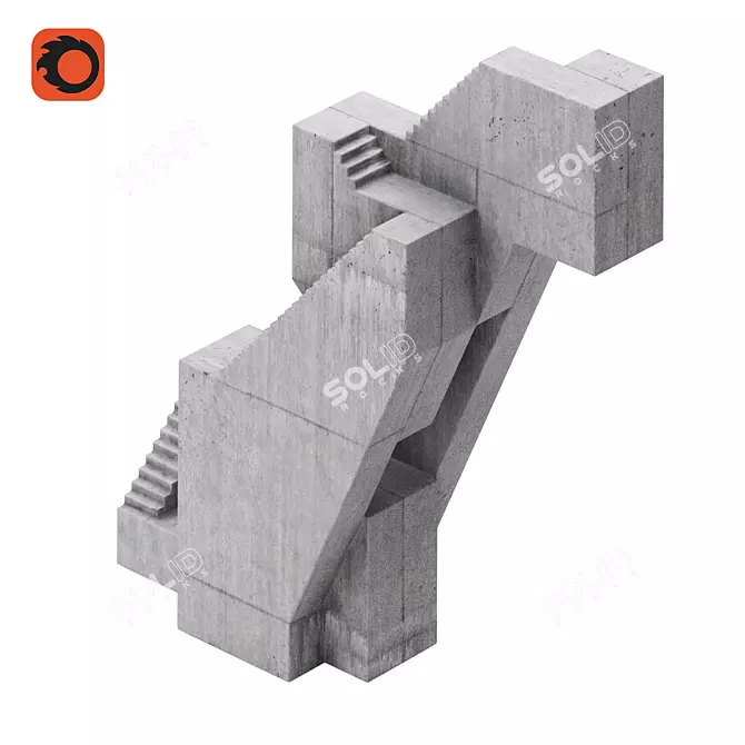 Concrete Sculpture Stairway No.6 3D model image 6