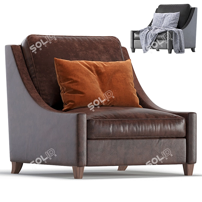 Naples Leather Armchair: Elegant and Comfortable 3D model image 1