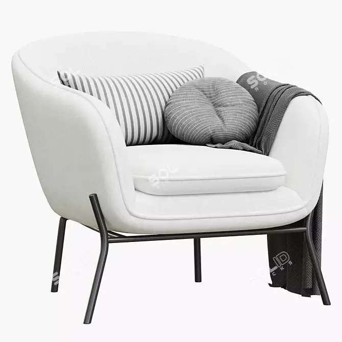 Elegant Albertson Armchair 3D model image 2