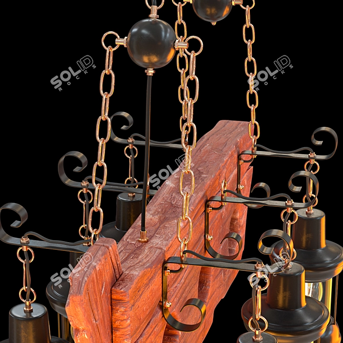 Vintage Boat Loft Chandelier 3D model image 3