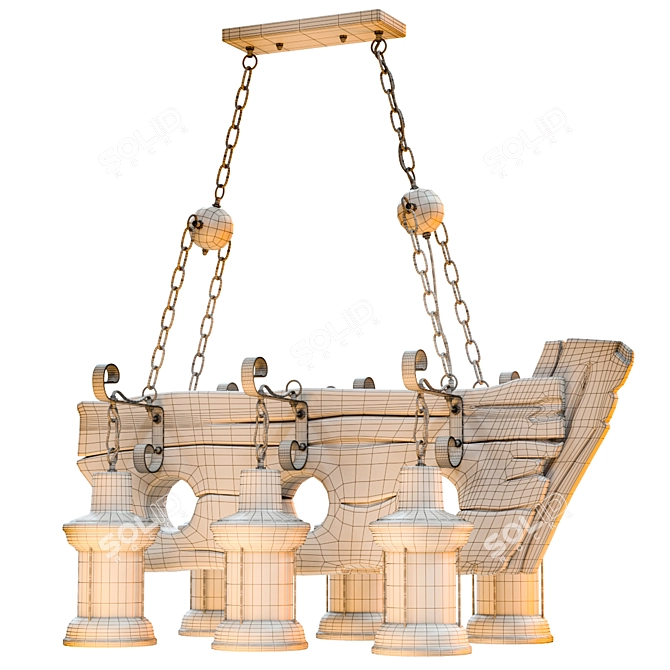 Vintage Boat Loft Chandelier 3D model image 4