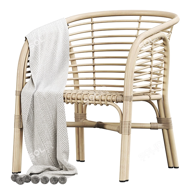 Lombok Rattan Lounge Chair: Exquisite Handcrafted Design 3D model image 1