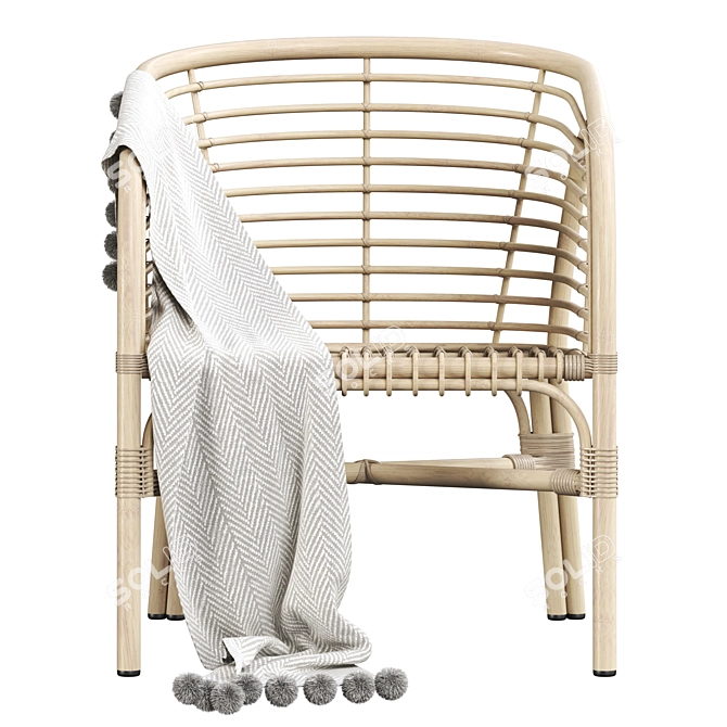 Lombok Rattan Lounge Chair: Exquisite Handcrafted Design 3D model image 3