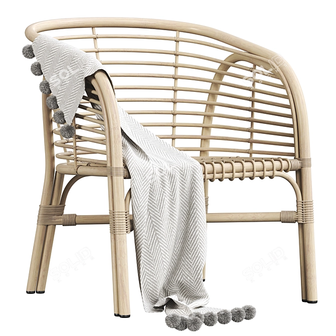 Lombok Rattan Lounge Chair: Exquisite Handcrafted Design 3D model image 4