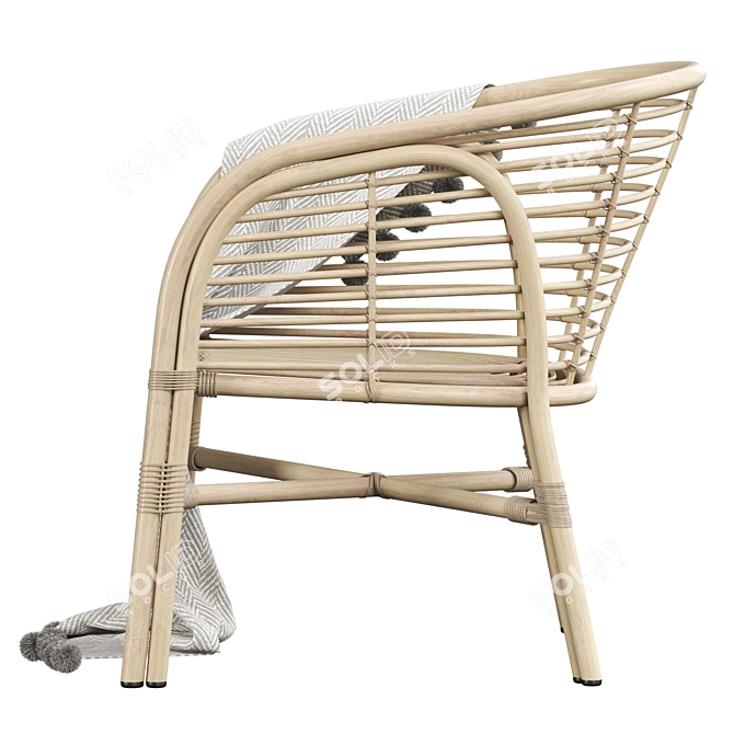 Lombok Rattan Lounge Chair: Exquisite Handcrafted Design 3D model image 5