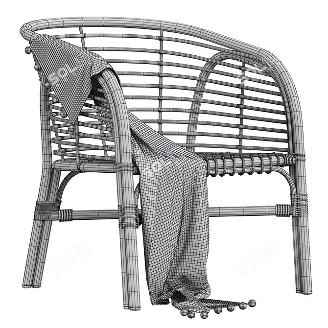 Lombok Rattan Lounge Chair: Exquisite Handcrafted Design 3D model image 7