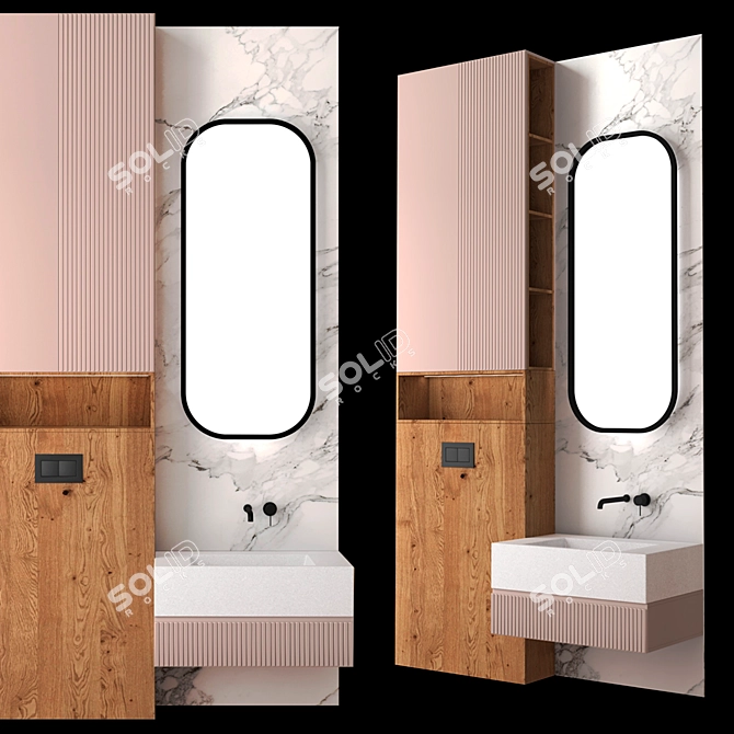 Complete Bathroom Set 17 - Sink, Faucet, Mirror, Cabinet, Lighting 3D model image 1