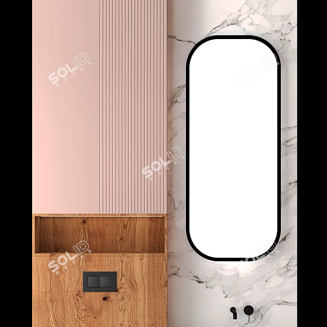 Complete Bathroom Set 17 - Sink, Faucet, Mirror, Cabinet, Lighting 3D model image 2