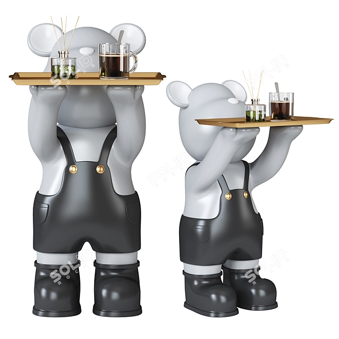 Bear Sculpture Tray: Handcrafted Artwork for Elegant Serving 3D model image 1