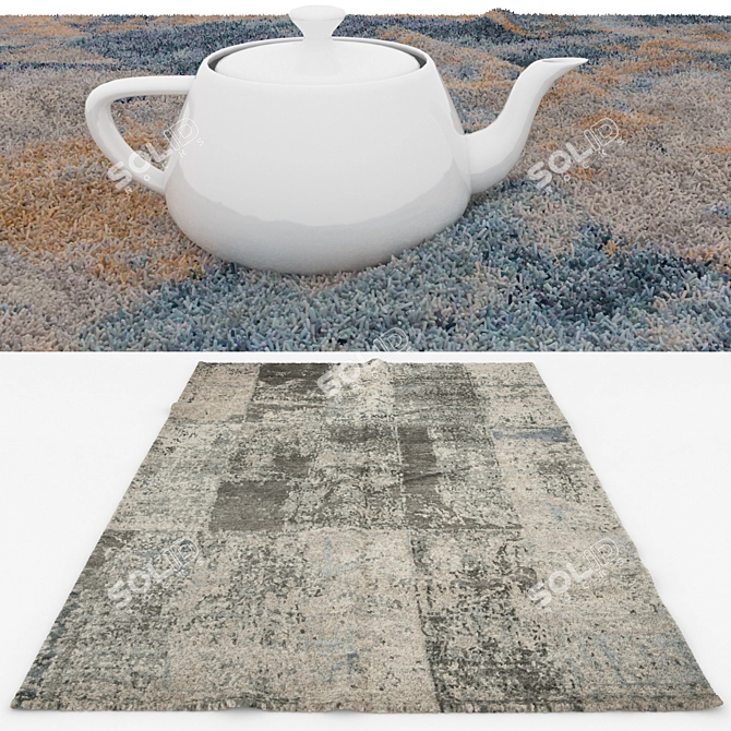 6-Piece Rug Set: Versatile & Realistic Rugs 3D model image 3