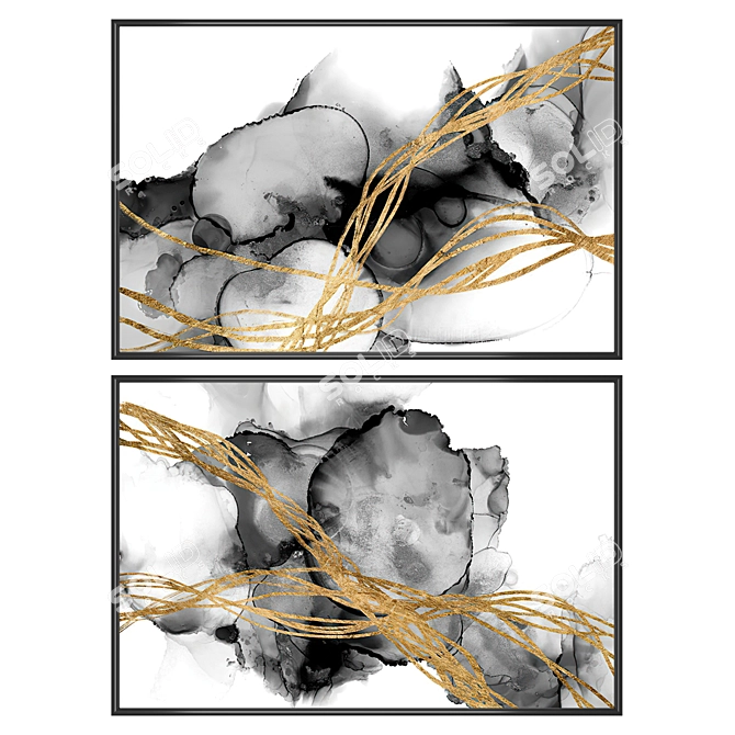 Art Collection Set: 2 Paintings with 4 Frame Options 3D model image 1