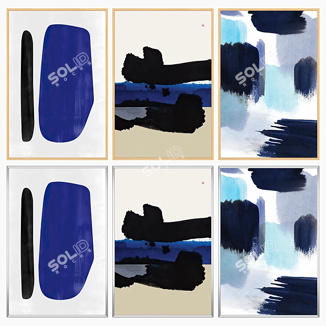 Gallery Collection: 3 Paintings & 4 Frame Options 3D model image 3