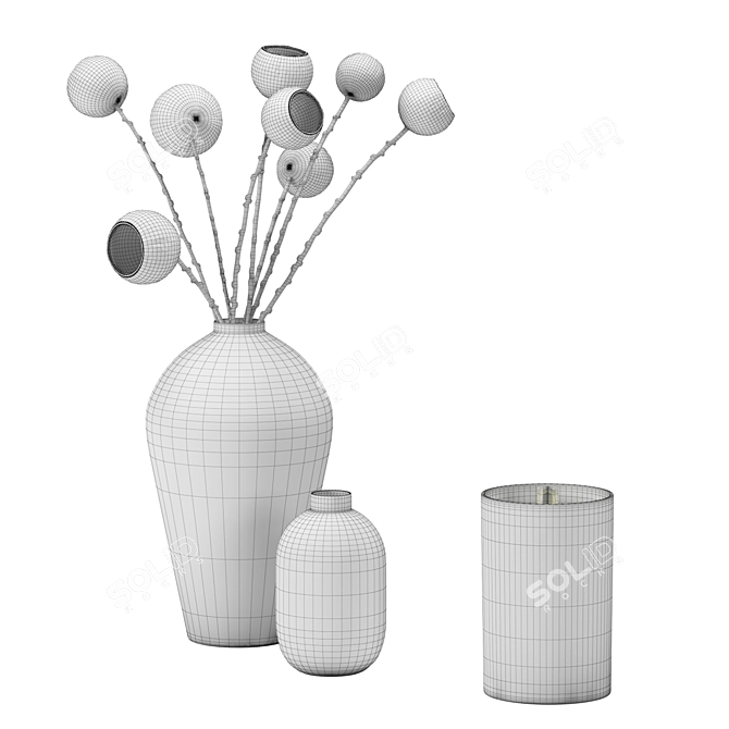 Stylish Stoneware Vase Set 3D model image 4