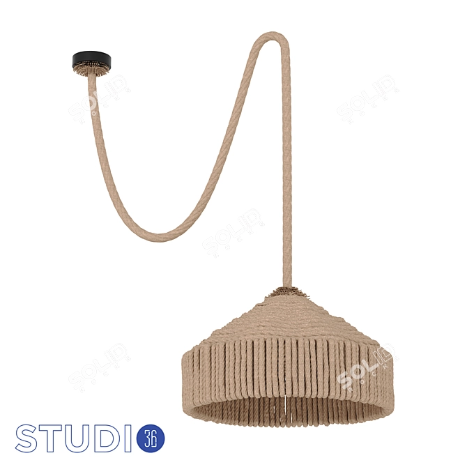 Dialma Brown Hemp Rope Ceiling Lamp 3D model image 1