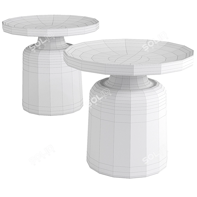 Modern Scandinavian Pedestal Side Table 3D model image 2