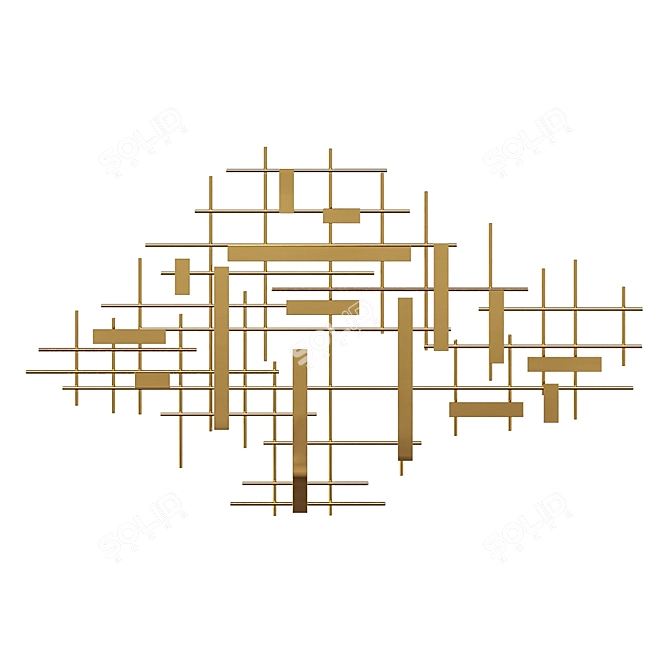 Golden Metal Wall Art: 102 x 61 3D model image 1