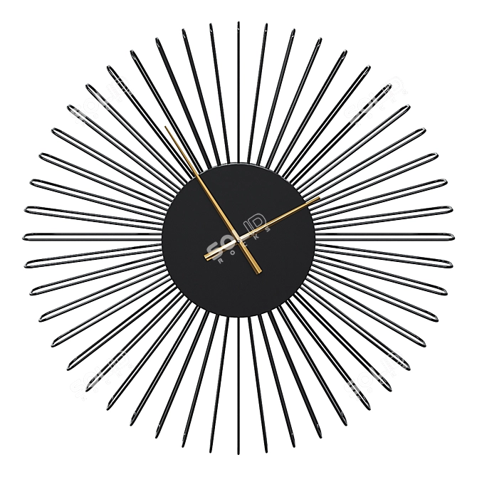 Modern Mesh Matte Black Wall Clock 3D model image 1