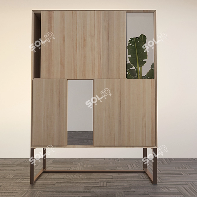 Modern Wooden Cupboard 3D model image 2