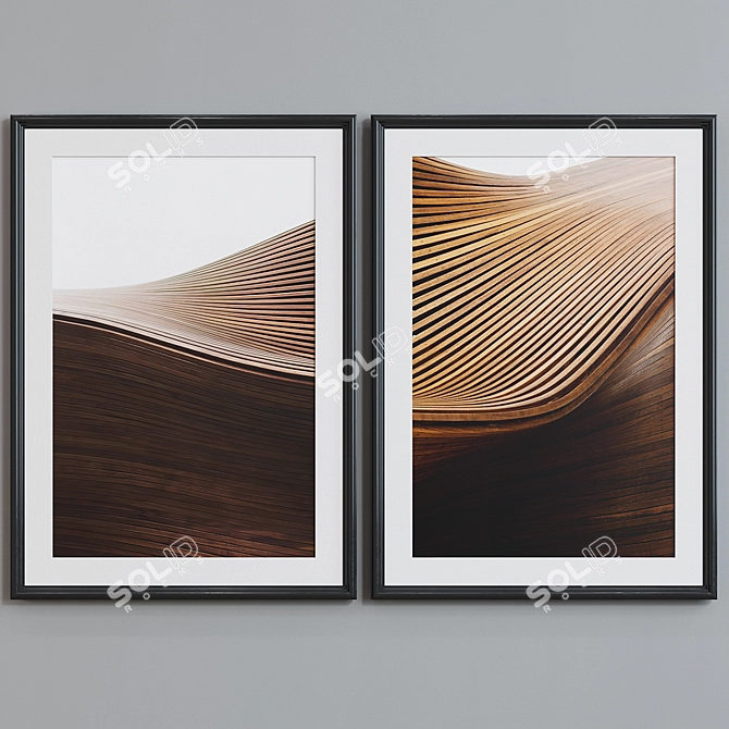 Modern Abstract Wooden Frame Set 3D model image 5