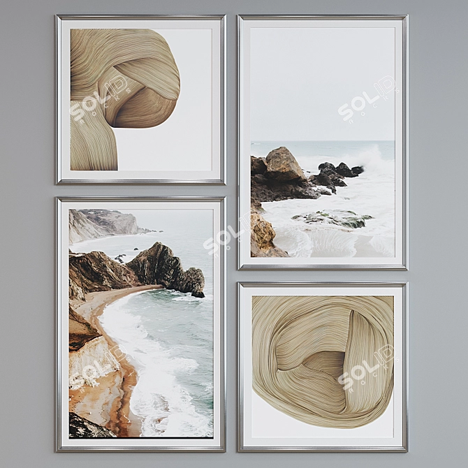 Modern Framed Art Set, Abstract Landscapes & Designs 3D model image 3