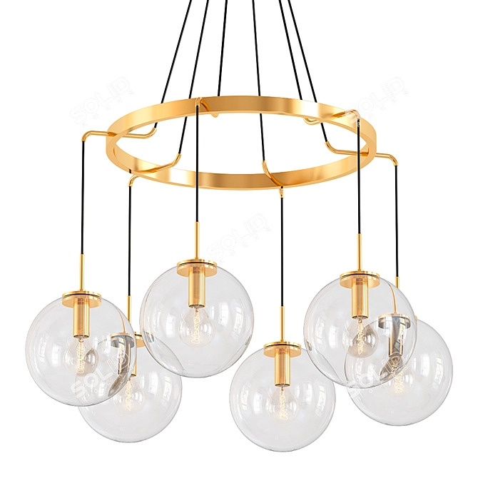 Industrial Brass Chandelier: Languedoc 3D model image 1