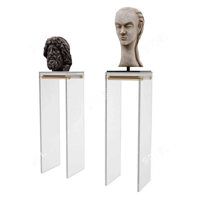 Sculpted Heads Pedestal Stand 3D model image 2