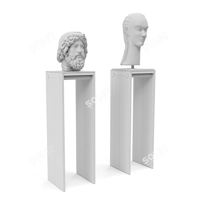 Sculpted Heads Pedestal Stand 3D model image 5