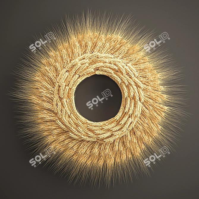 Wheat Spikelet Décor - Natural Wall Wreath 3D model image 1