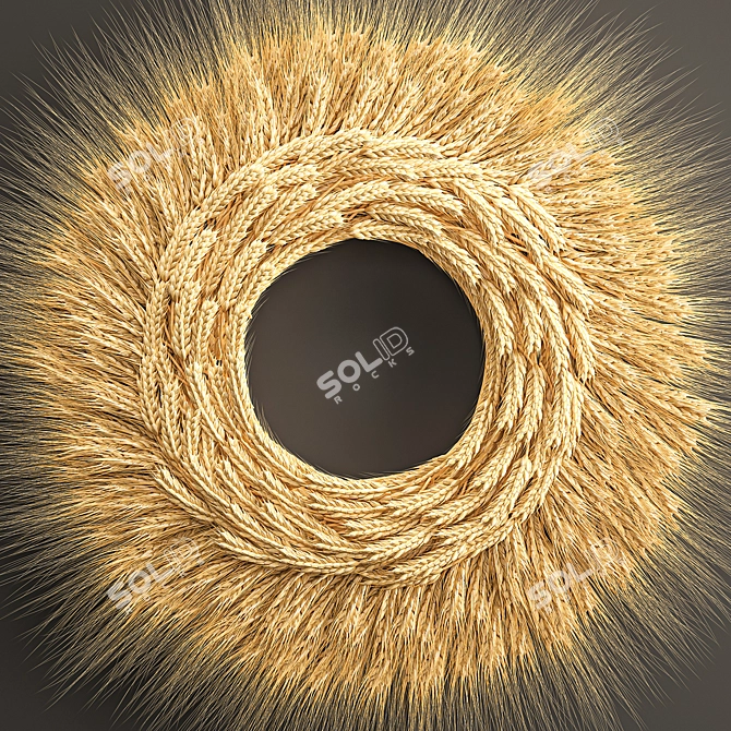 Wheat Spikelet Décor - Natural Wall Wreath 3D model image 3