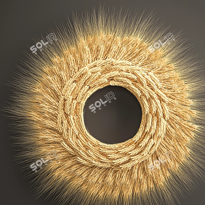 Wheat Spikelet Décor - Natural Wall Wreath 3D model image 5