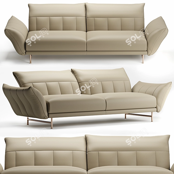 Stylish On Line Leather Sofa 3D model image 1