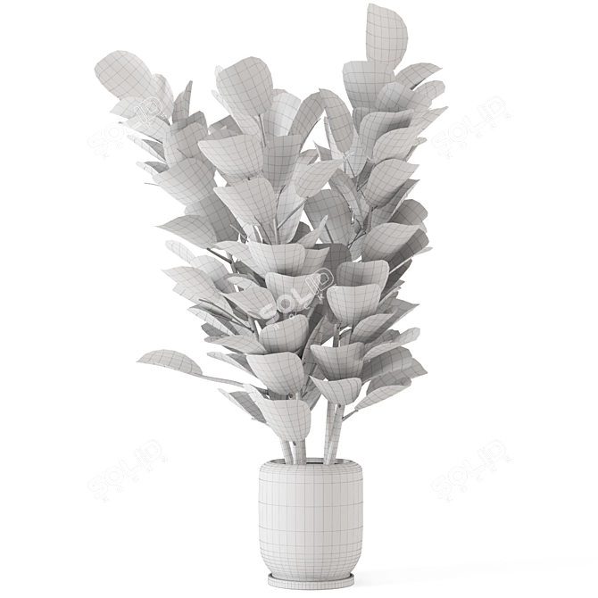 Rusty Concrete Pot Indoor Plant Set 3D model image 5