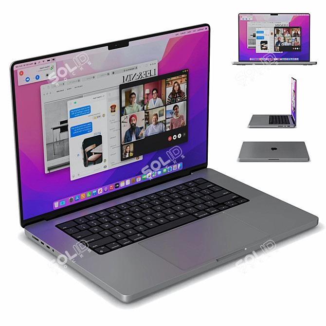 Sleek MacBook Pro in 5 Vibrant Colors 3D model image 2