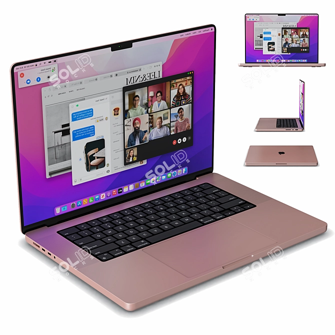 Sleek MacBook Pro in 5 Vibrant Colors 3D model image 3