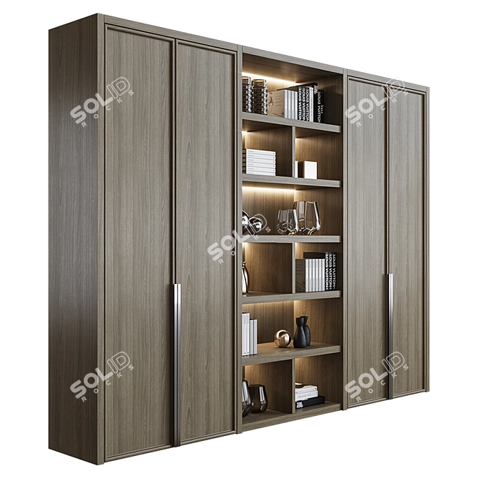 Sleek Lit Cupboard with Shelves 3D model image 1