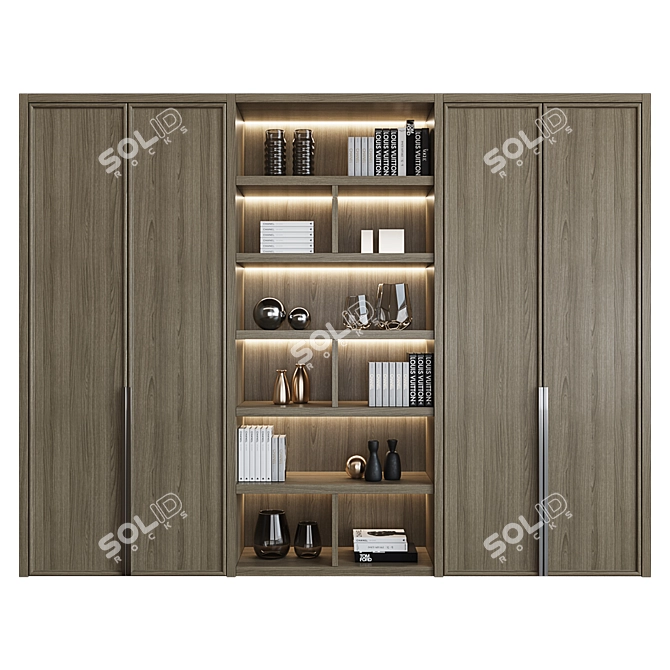 Sleek Lit Cupboard with Shelves 3D model image 2